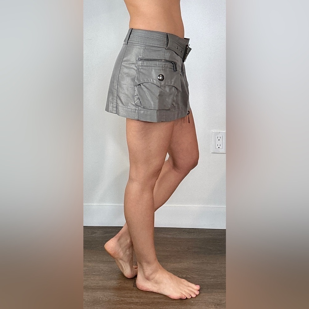 Burberry Women Gunmetal Cargo mini skirt dark grey size 6 cotton and polyamide - Picture 4 of 11